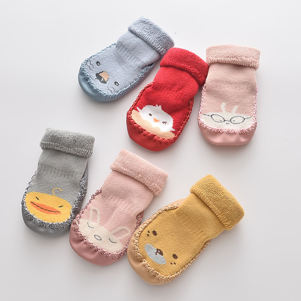 婴儿袜子卡通加厚冬季毛圈宝宝袜2020冬季新款幼儿防滑颗粒
