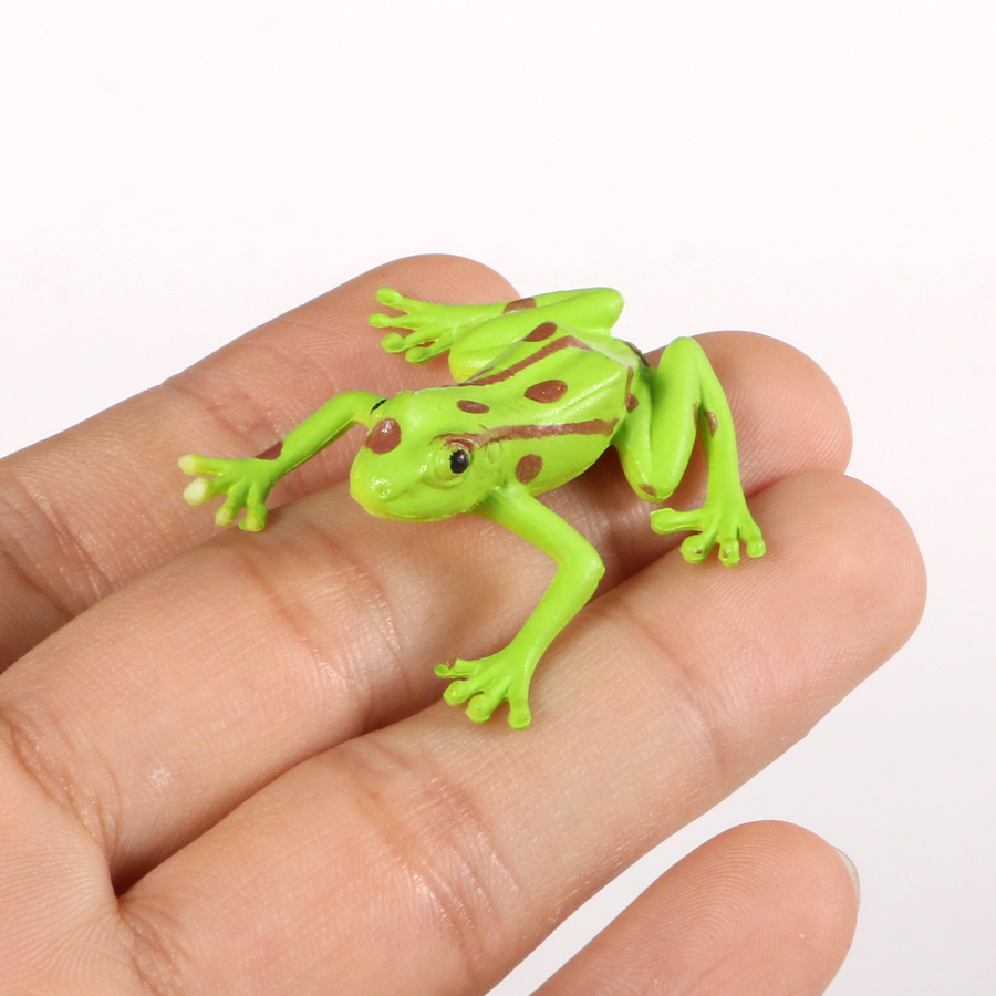 儿童迷你仿真实心12只装青蛙模型 野生动物搪胶两栖动物摆件玩具