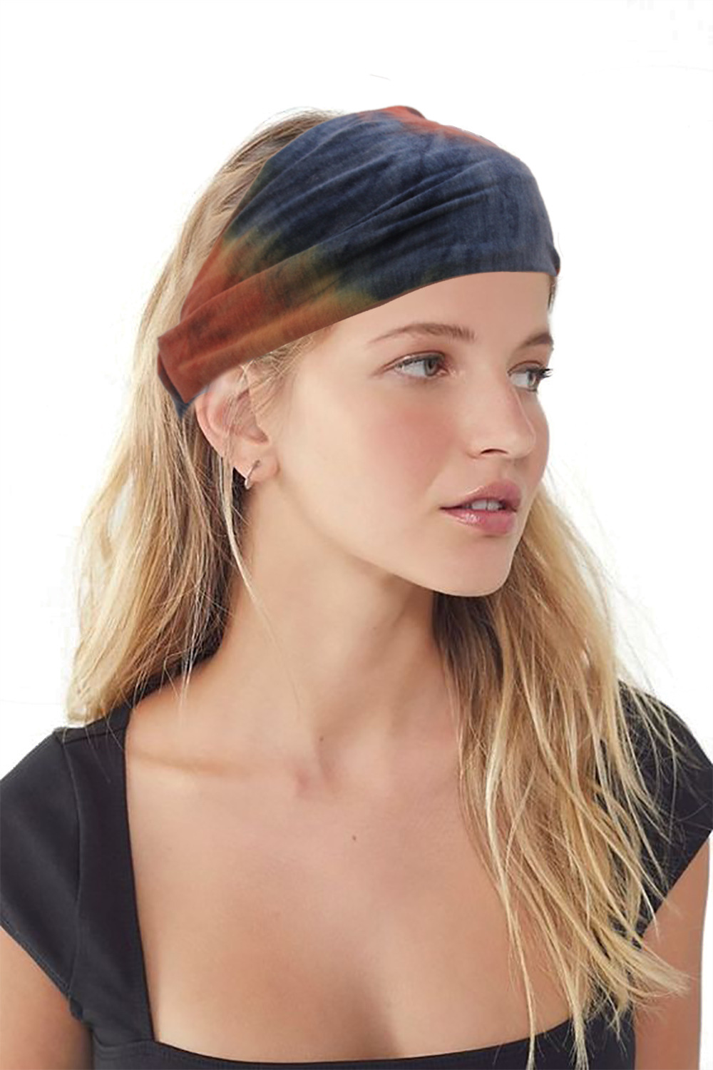 欧美新款弹力瑜伽发带 运动健身头带松紧扎染宽发带 女士时尚发饰