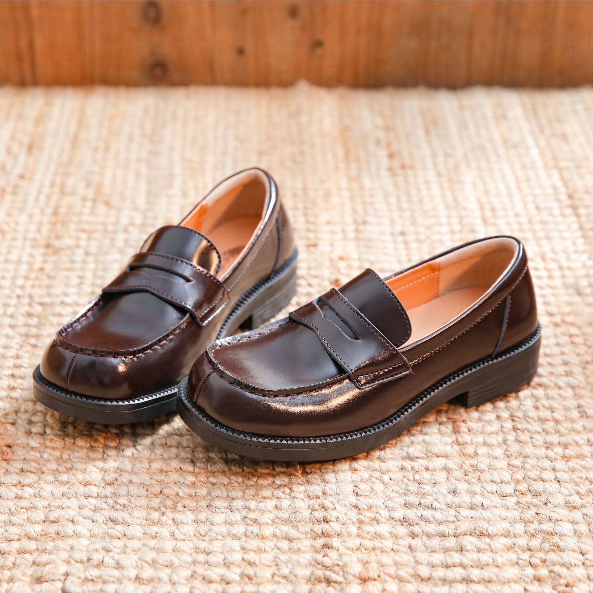 小皮鞋女日系学生方头小皮鞋复古原宿森系乐福鞋女制服鞋范顺502