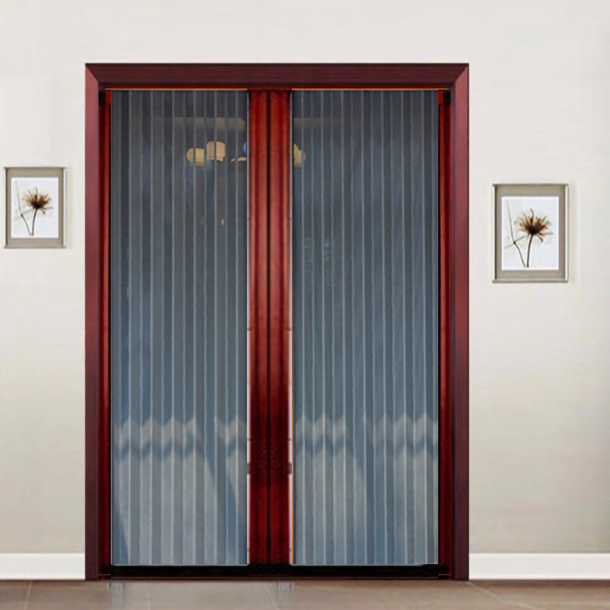 热卖推拉折叠隐形金刚网折叠门防盗防蚊防鼠可拆卸铝合金隐形纱门