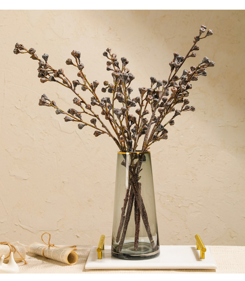 北欧野尤加利叶果干花天然桉树果花艺插花仿真植物果软装设计摆件