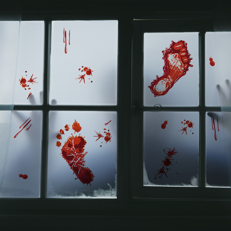 梵汐新款墙贴万圣节主题系列之血脚印 恶搞趣味墙贴画自粘 fx-b45