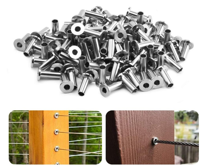 不锈钢保护套筒 钢丝绳楼梯 护栏电缆配件 绳索配件