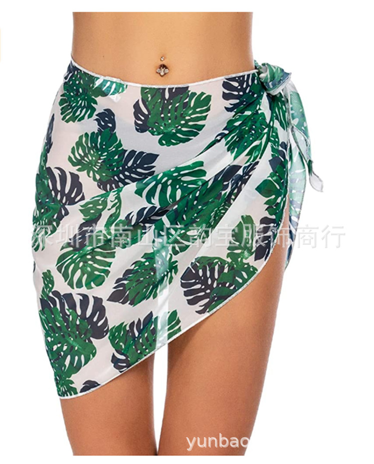 2022 AliExpress EBay Amazon Wish Women's Beach Short Sarong Tulle Chiffon Blouse Pure Color Swimsuit