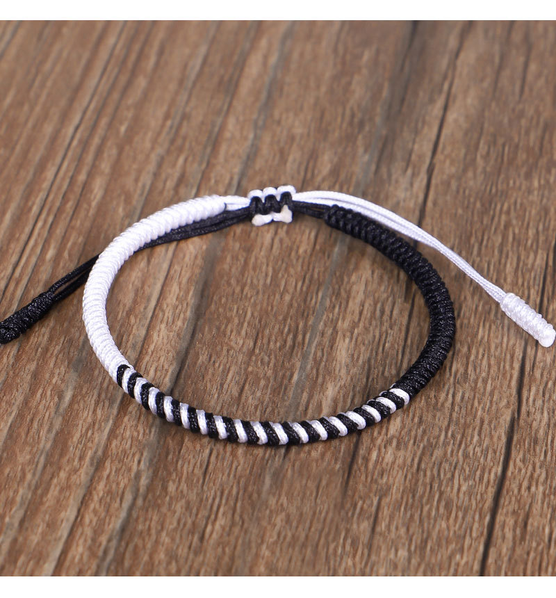 跨境热销手链手工编织金刚结手链藏式黑白混编手绳男女学生手饰