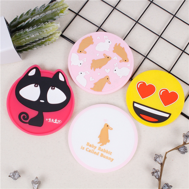 多款奶茶茶水保温杯垫防滑垫硅胶餐垫不规则形状卡通硅胶加热杯垫