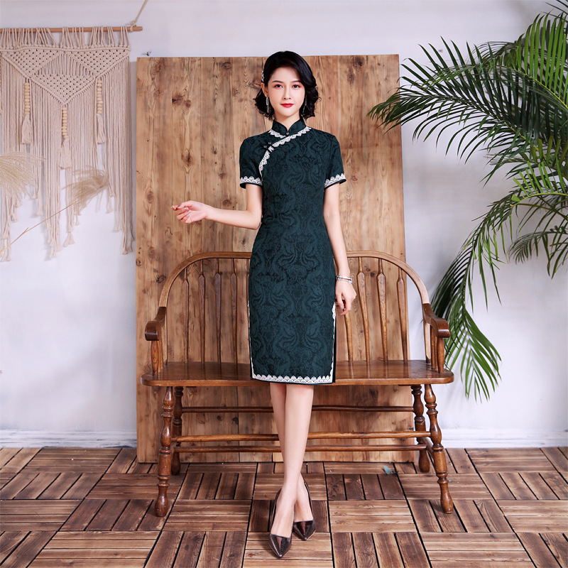 0成交184件显瘦年轻旗袍品牌一服大码连衣裙婆婆装夏品牌茧颜大码女装