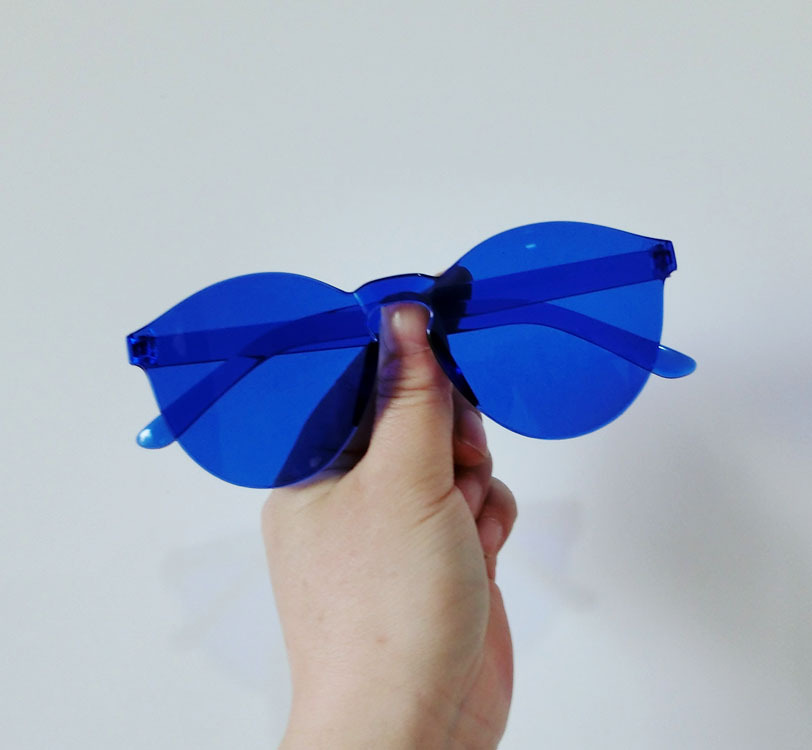 蓝色系 清新个性小众网红小框大框蹦迪土酷少女素颜眼镜墨镜猫眼