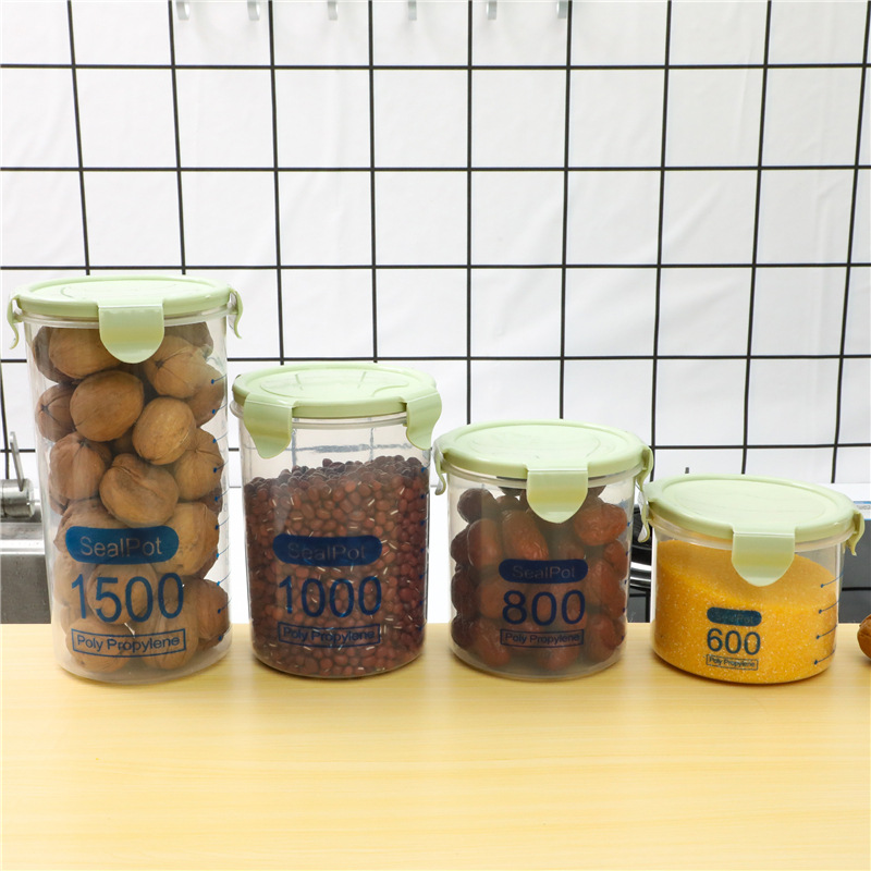 Transparent Plastic Fresh-Keeping Sealed Jar Food Storage Jar Kitchen Cereals Storage Box Storage Jar with Lid