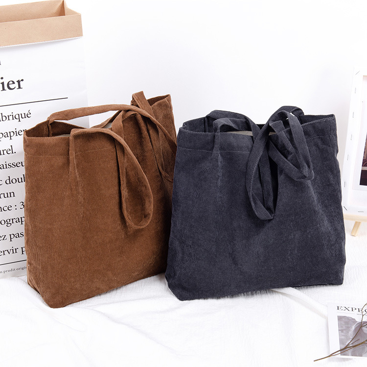 Wholesale Corduroy Cloth Bag Korean Style Women's Preppy Style Spot One-Shoulder Canvas Bag All-Match Shopping Portable Canvas Bag