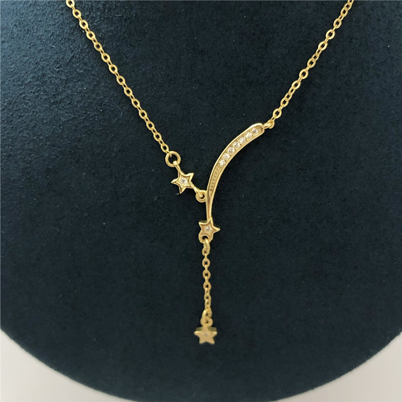 s925银项链女 2020年新款许愿星y形吊坠简约轻奢项饰锁骨链