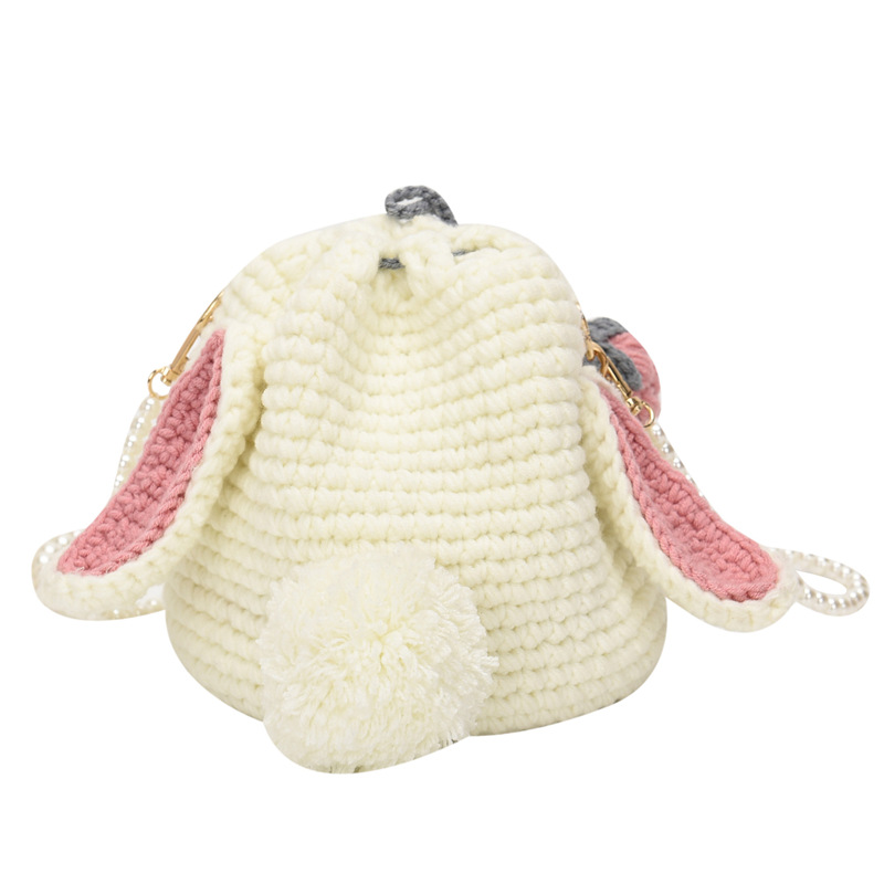 DIY Woven Wool Material Package DIY Handmade Bag Trendy Cute Bunny Pearl Chain Crossbody Bag Wool Woven