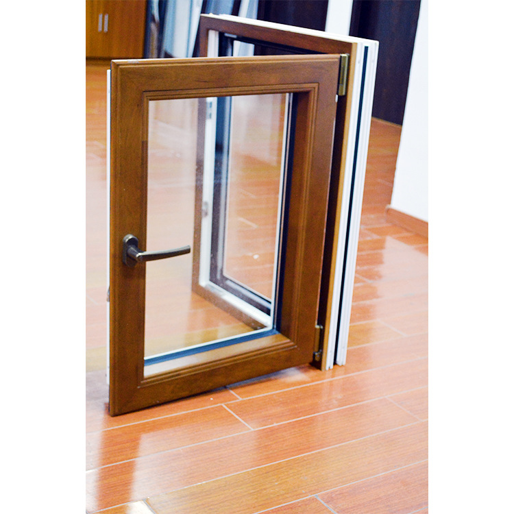 铝木复合中空钢化玻璃内开内倒窗 双色 隔音隔热断桥铝合金开窗