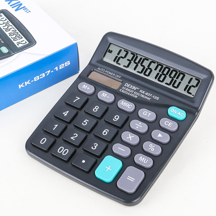 12-Bit Real Solar Calculator Large Screen Dual Power Supply Financial Accounting Desktop Computer Office Supplies