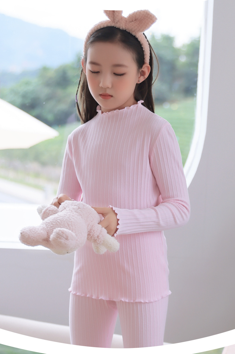 森之鼓女童秋衣套装儿童内衣女孩秋衣秋裤木耳边大童打底睡衣