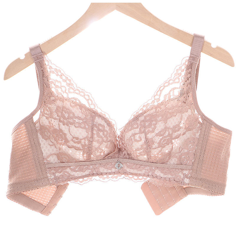 大胸显小文胸薄款内衣女无钢圈夏超薄大码胸罩聚拢收副乳厂家批发