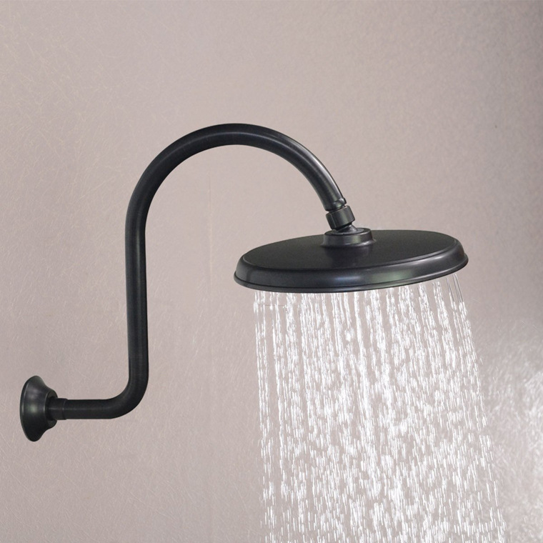 源头厂家亚马逊欧美暗装九寸电镀顶喷带s弯杆弯管 古铜色花洒套装