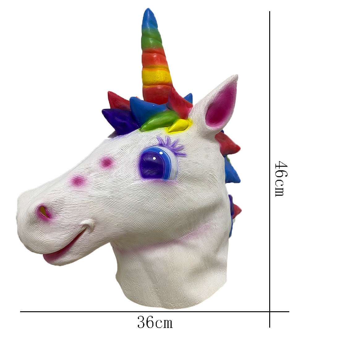 厂家直销 彩虹独角兽头套 万圣节马头 独马卡通 乳胶动物面具