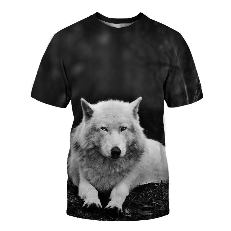 跨境电商货源 冰火狼 3d数码印花夏季男装圆领短袖t恤上衣