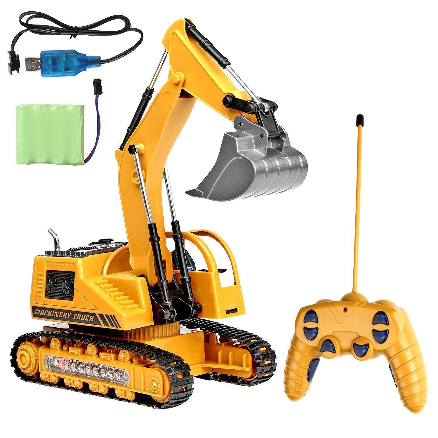 亚马逊热卖挖机超大合金遥控挖掘机工程车铲车挖土钩机