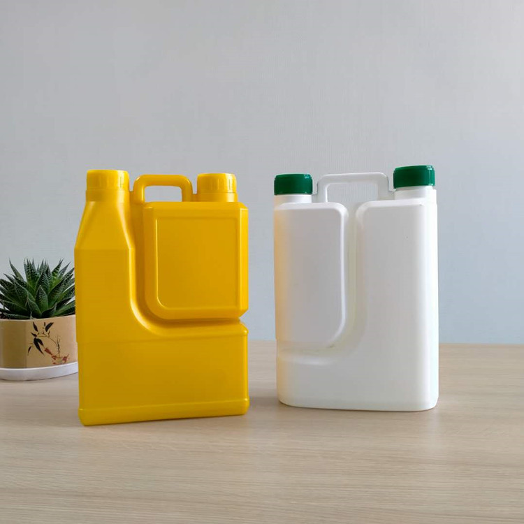 hdpe4l 2l高阻隔农药塑料包装瓶 双口瓶 除草剂双嘴组合瓶 肥料瓶
