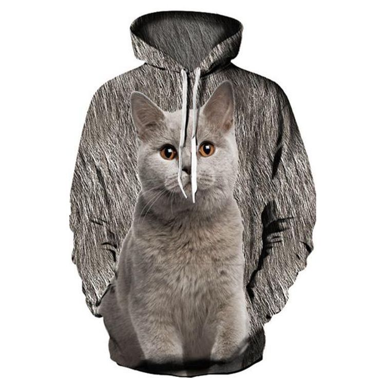 新款跨境头像动物3d卫衣男猫咪套头卫衣情侣棒球服3d连帽衫