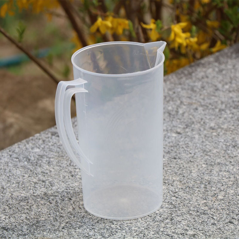 单层塑料啤酒杯 凉水杯2000毫升可印logo带把透明塑料大号扎啤杯