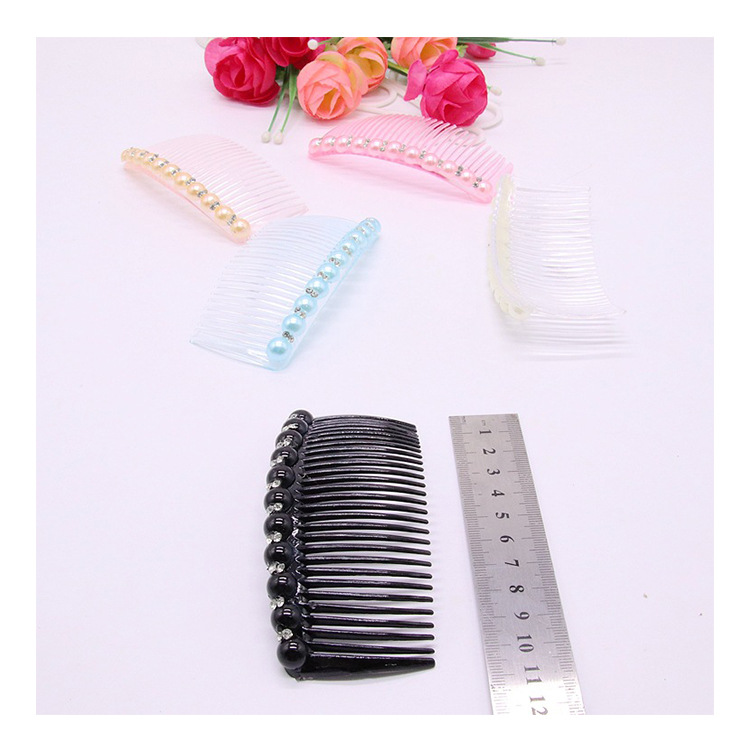 Simple Handmade Pearl Contrast Color Rhinestone Tuck Comb Hair Comb Korean Style Quality Hair Accessories in Stock Wholesale