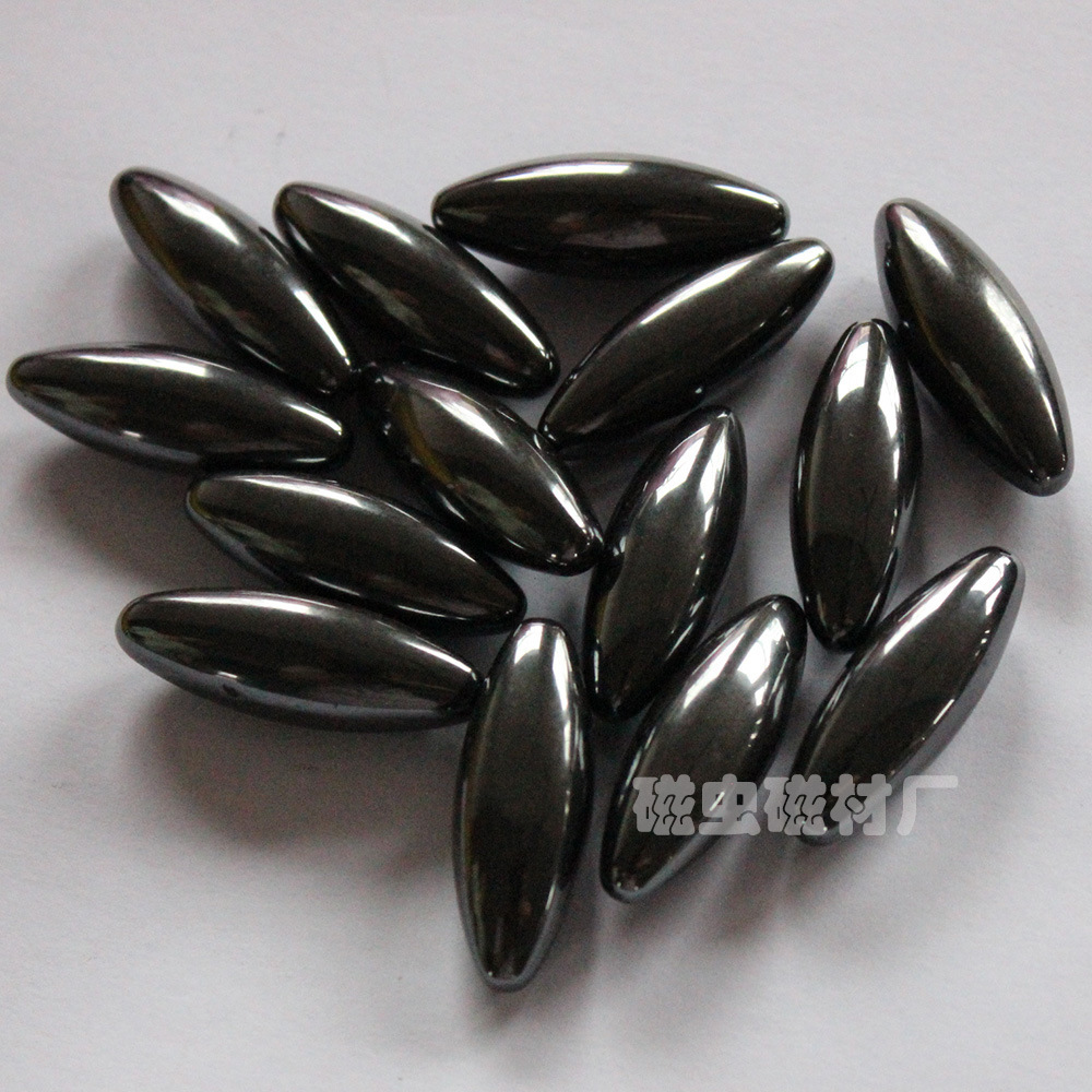 6018品质工厂保健磁性子弹头磁石黑色光亮抛光橄榄球磁铁