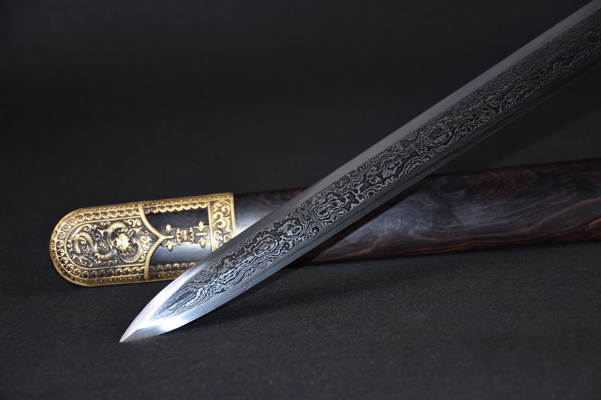 龙泉刀剑花纹钢一体镇宅宝剑摆件春秋永乐剑防身冷兵器收藏未开刃