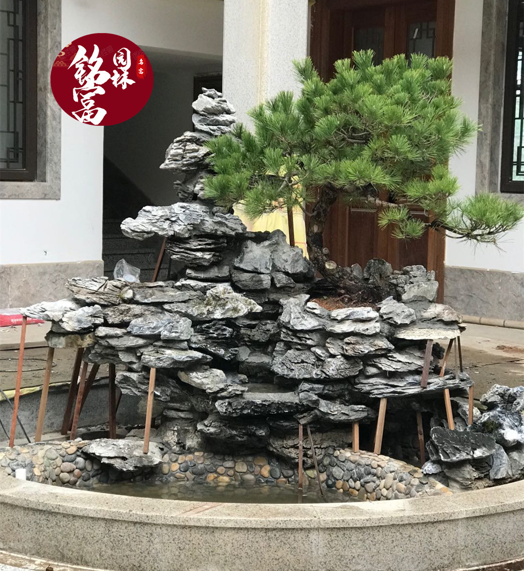 广东假山石英石叠石 假山堆砌叠峰扁平千层石 庭院假山园林石材