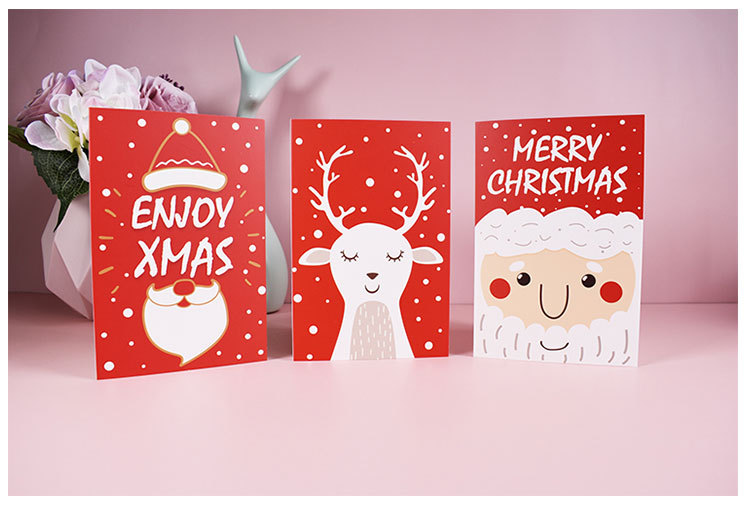 24张套装红绿系列圣诞节贺卡跨境热销亚马逊圣诞卡片定制批发