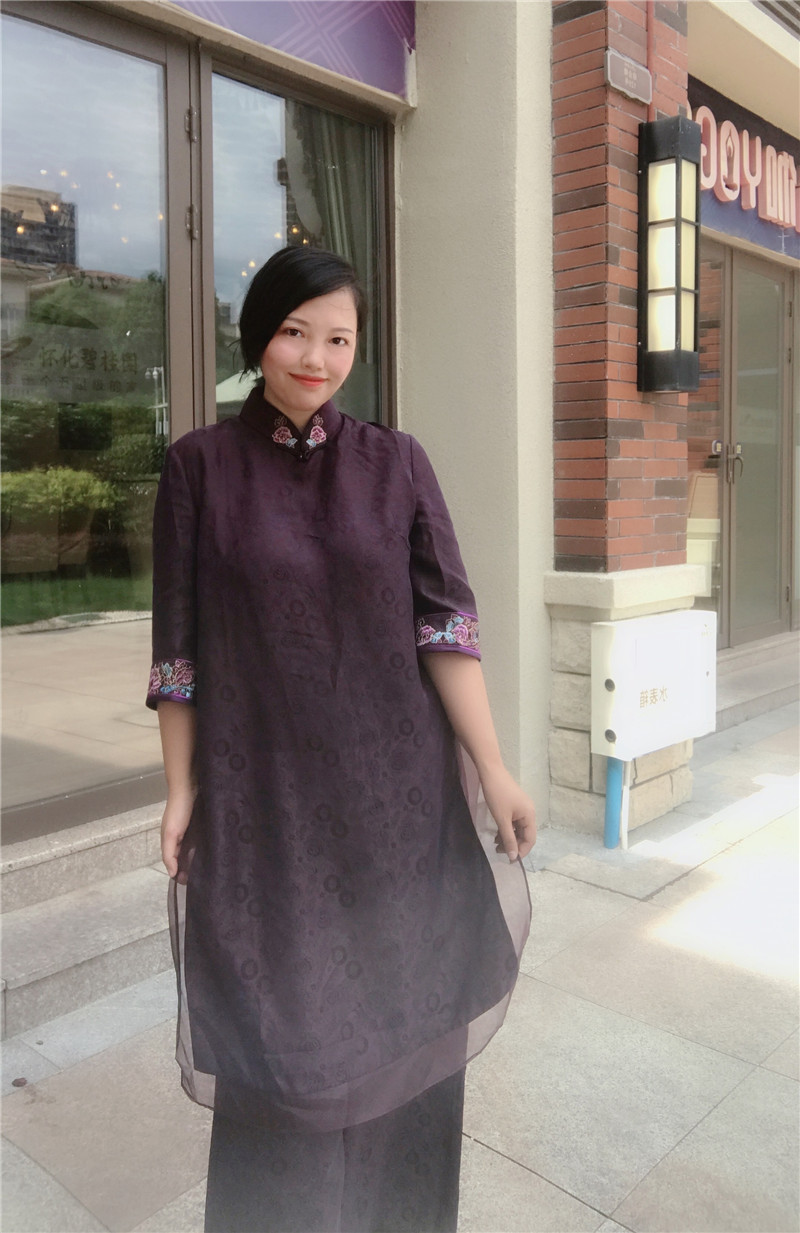 高端私人定制真丝香云纱改良旗袍唐装茶服中式服禅意服套装