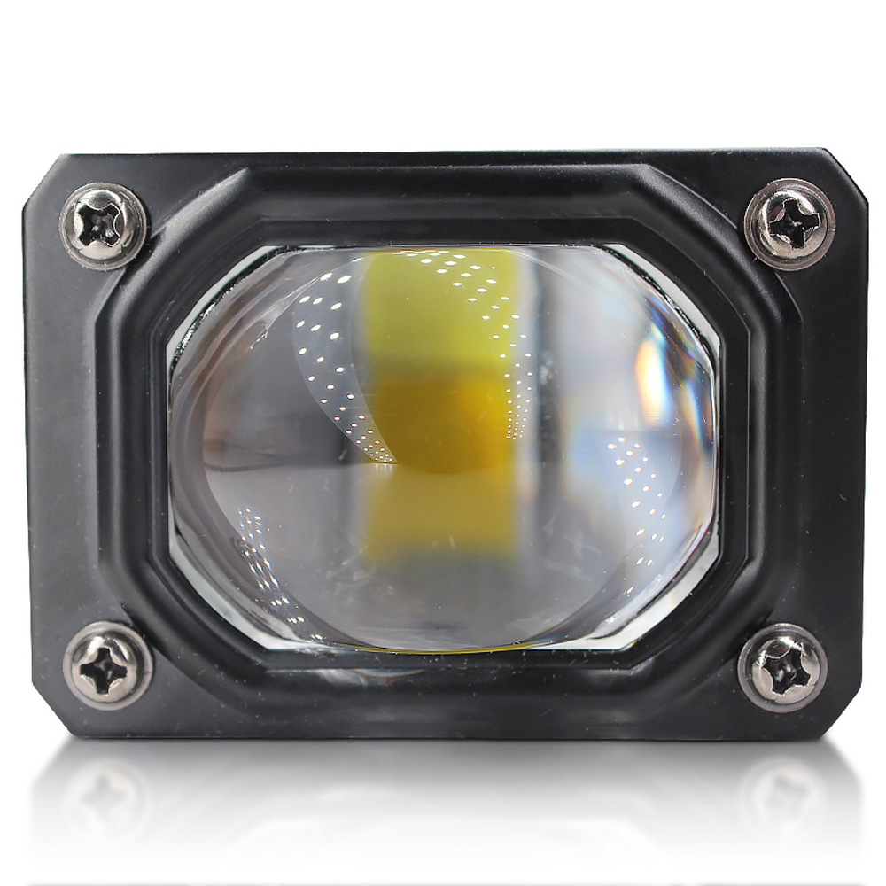 新款摩托车外置射灯汽车led中网鱼眼灯u9电动车双色小钢炮大灯