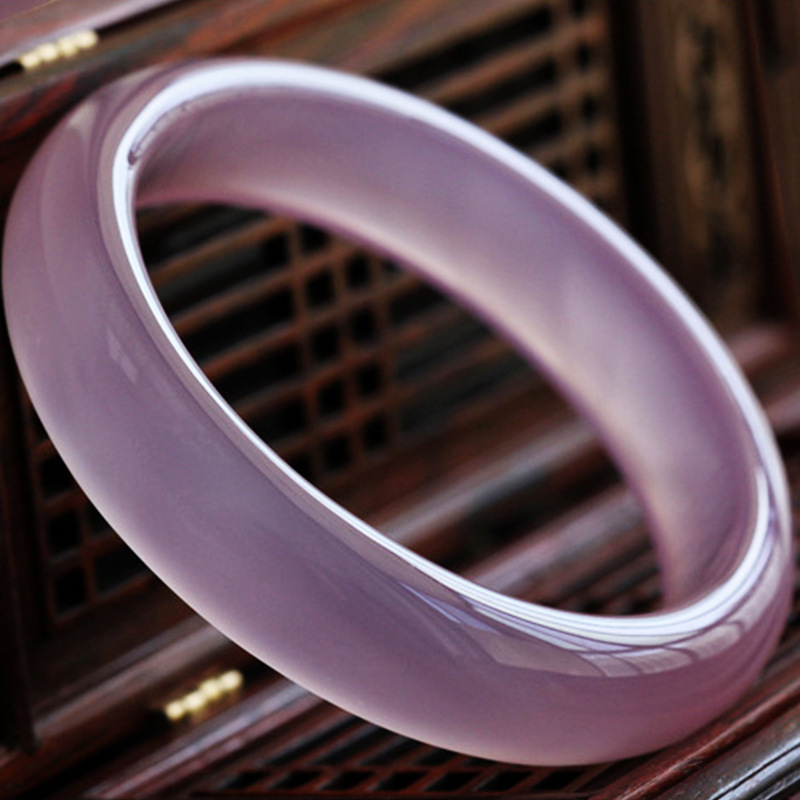 冰花芙蓉玉手镯时尚加厚版芙蓉石手镯女款粉玛瑙玉髓镯子