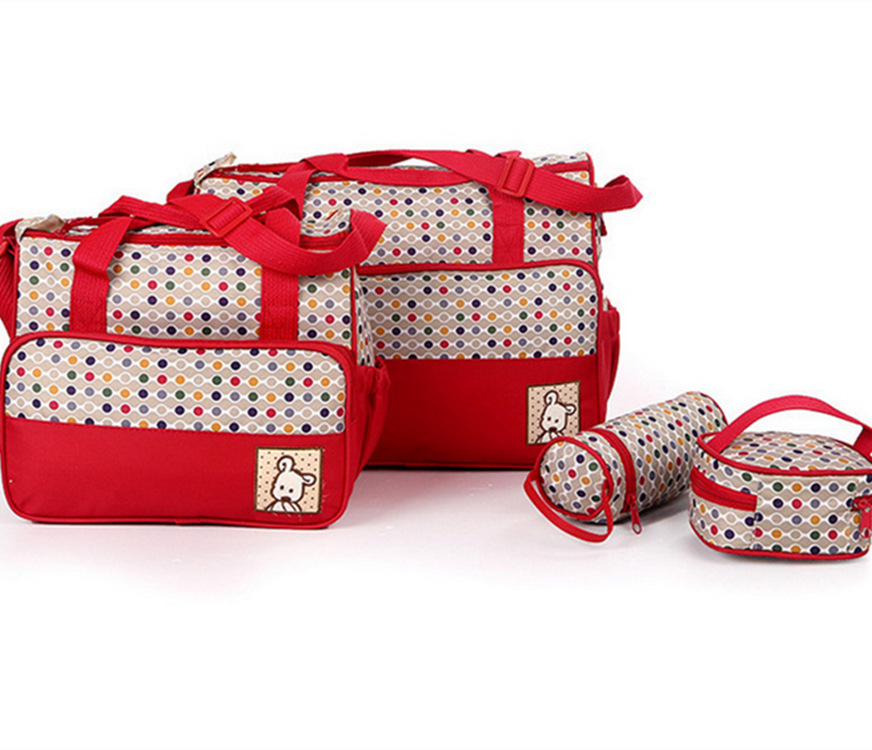 Polka Dot Upgraded Version Multi-Functional Mummy Bag Five-Piece Set Maternity Package Mom Handbag Factory Direct Supply