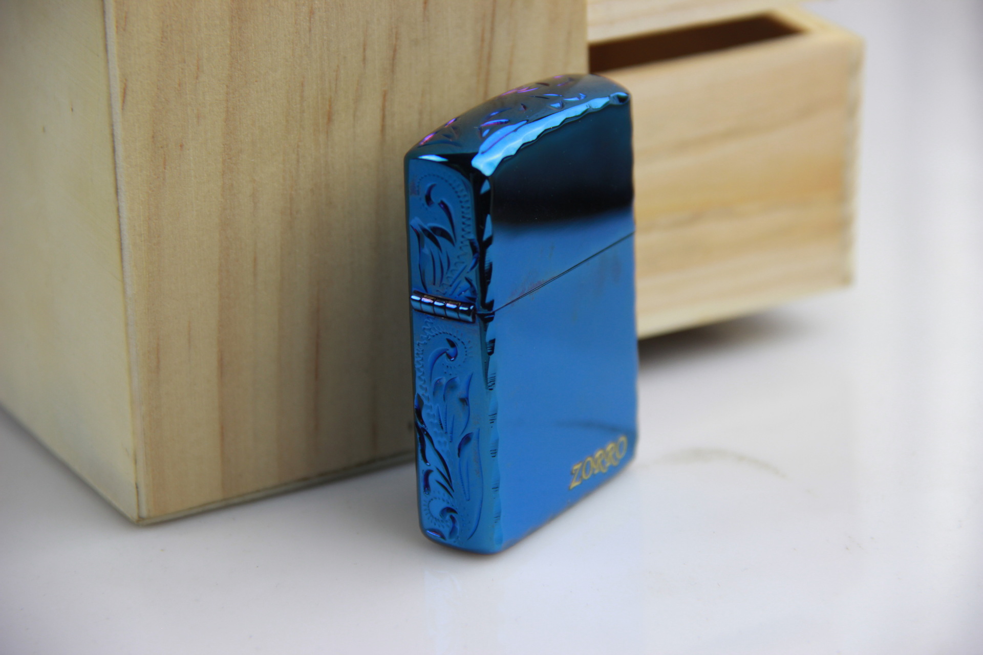 正品zorro佐罗铜壳煤油打火机 8265c008蓝冰花边 送礼佳品 批发