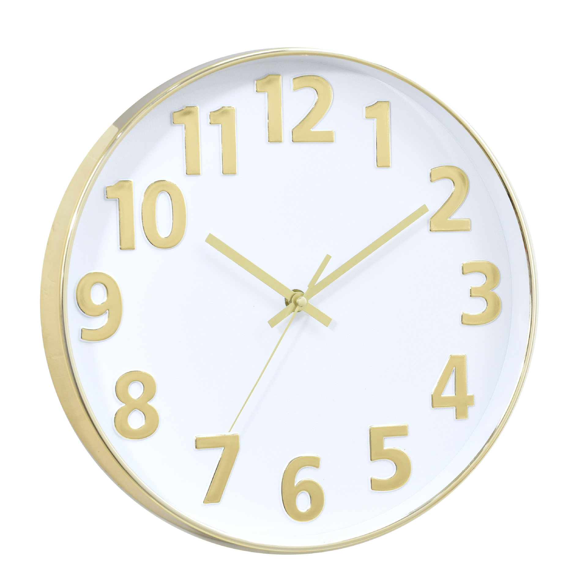 挂钟客厅现代简约静音大理石纹卧室石英钟表圆形时钟12寸一件代发