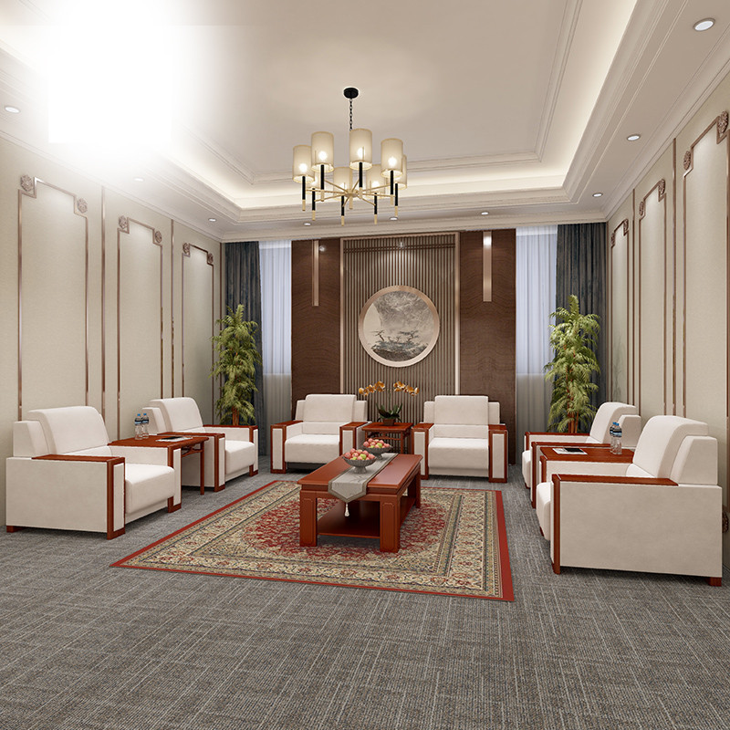 办公沙发单人位贵宾接待会议室商务会客厅简约沙发办公室茶几组合