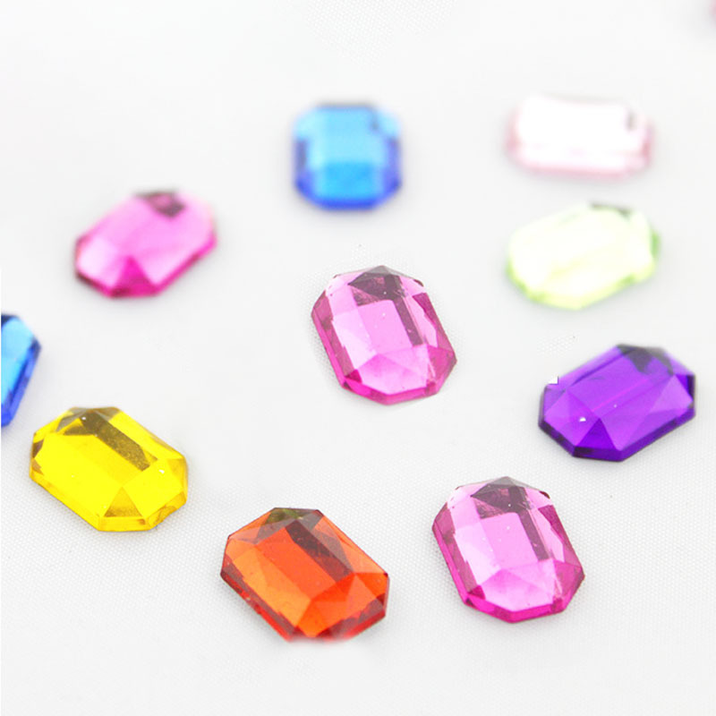 Imitation Taiwan Rectangular Flat Acrylic Diamond Toy Decorative Gem Stick-on Crystals Longgang Card Patch Ornament Accessories