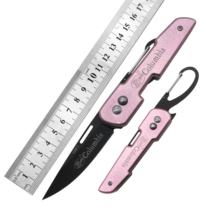 户外刀具多功能登山扣快挂小刀 高硬度防身野外生存刀 随身折叠刀