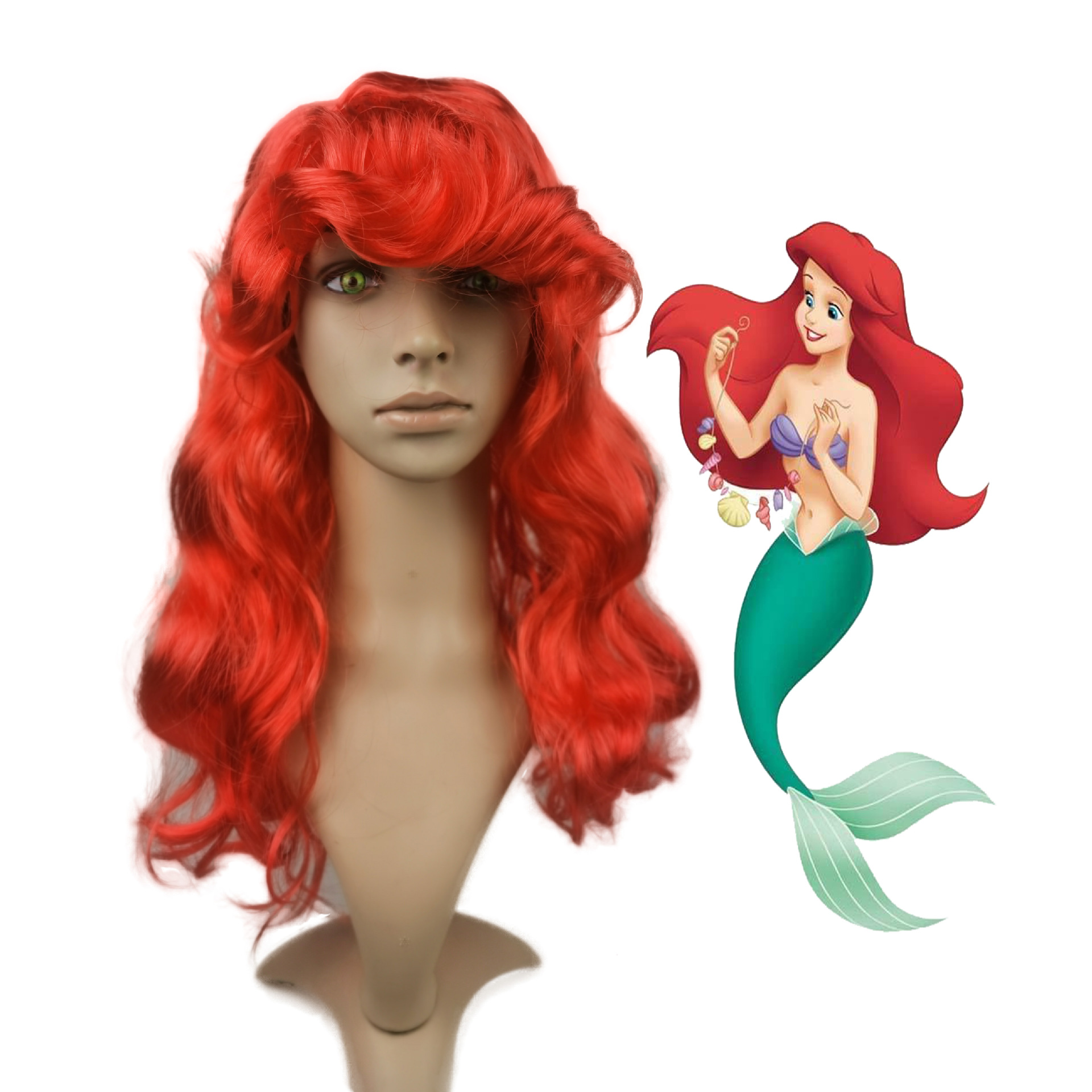 服装配饰美人鱼红色假发 后裔3白雪公主莫安娜卡通动漫cos假发
