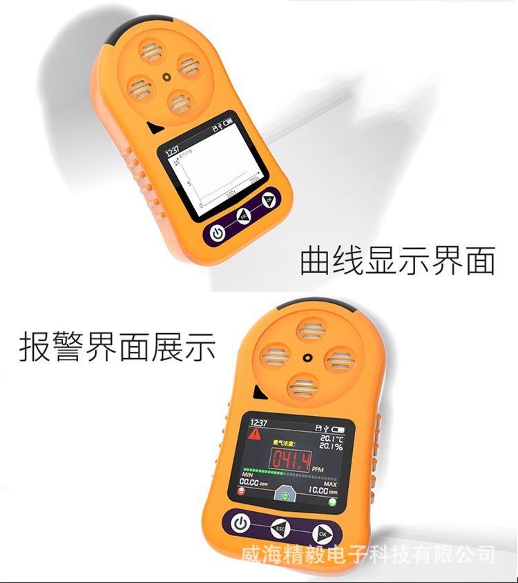 四合一气体检测仪一氧化碳氨气氧气便携式有毒有害可燃气体报警器
