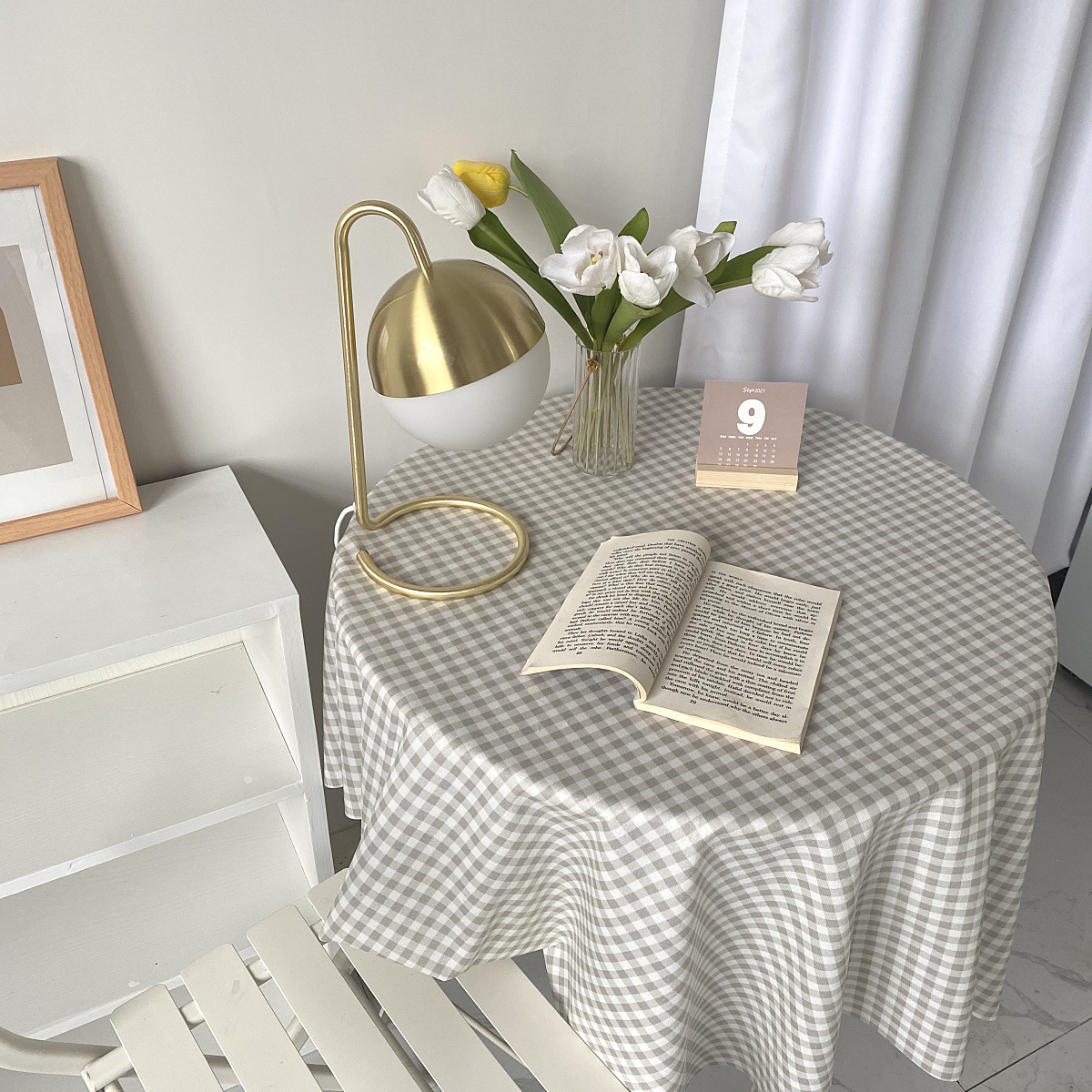 卡其格子桌布ins韩国无印风简约学生卧室餐桌书桌背景布厂家批发