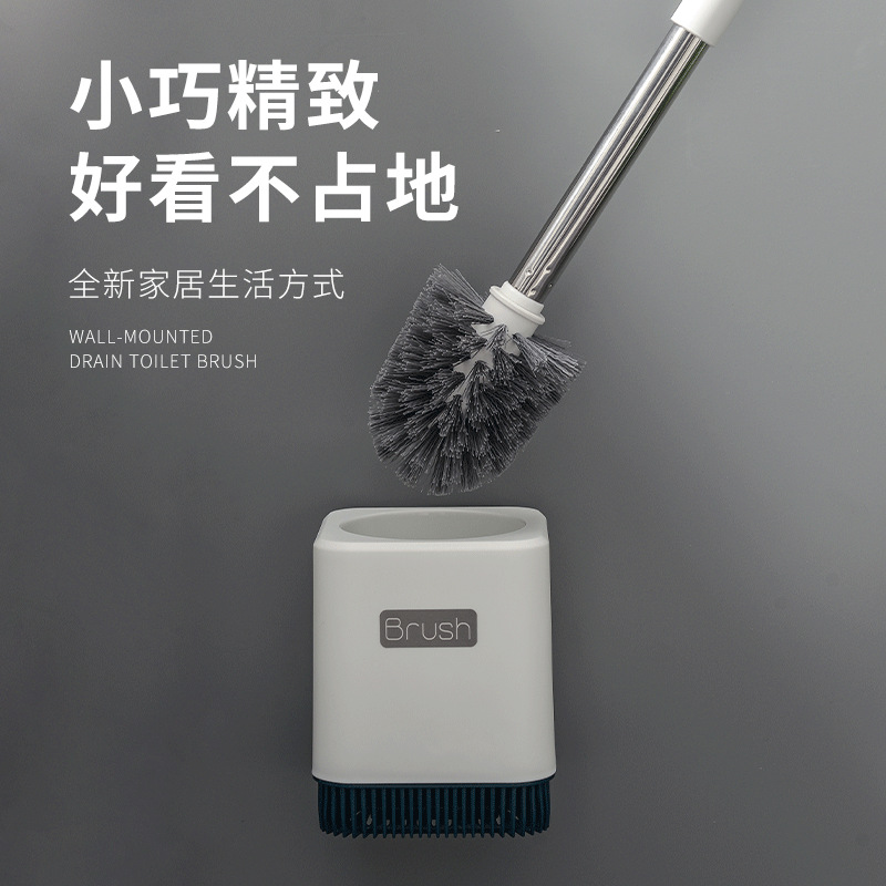 Stainless Steel Long Handle Toilet Cleaning Box with Base Soft Bristles Toilet Brush