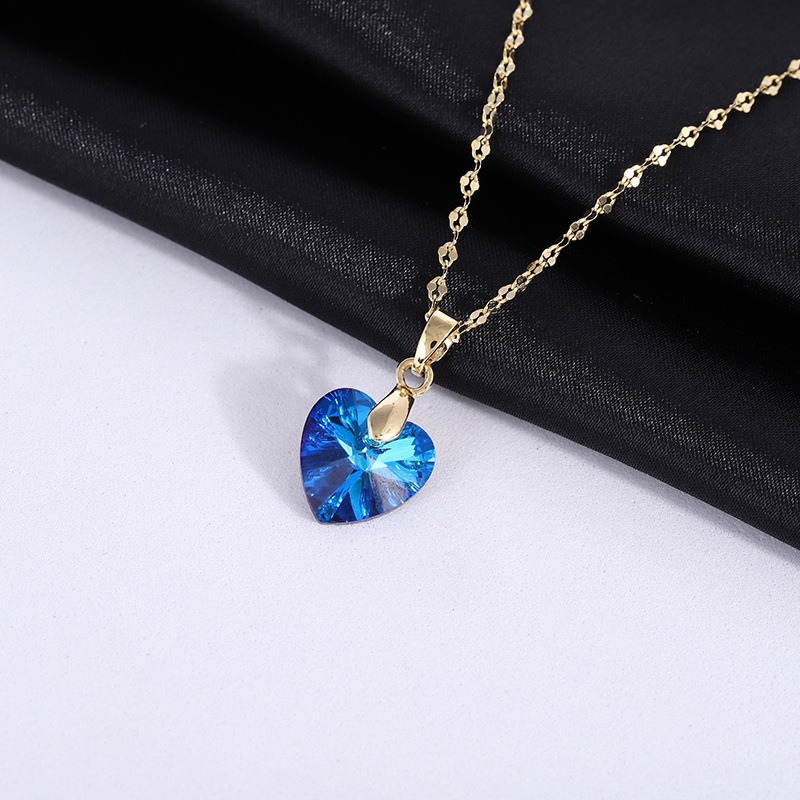 新款饰品情人节礼物海洋之心项链欧美跨境配款首饰镀金吊坠批发