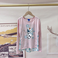 儿童女童长袖T恤 春秋款女童上装 前面棉质拼接后面雪纺