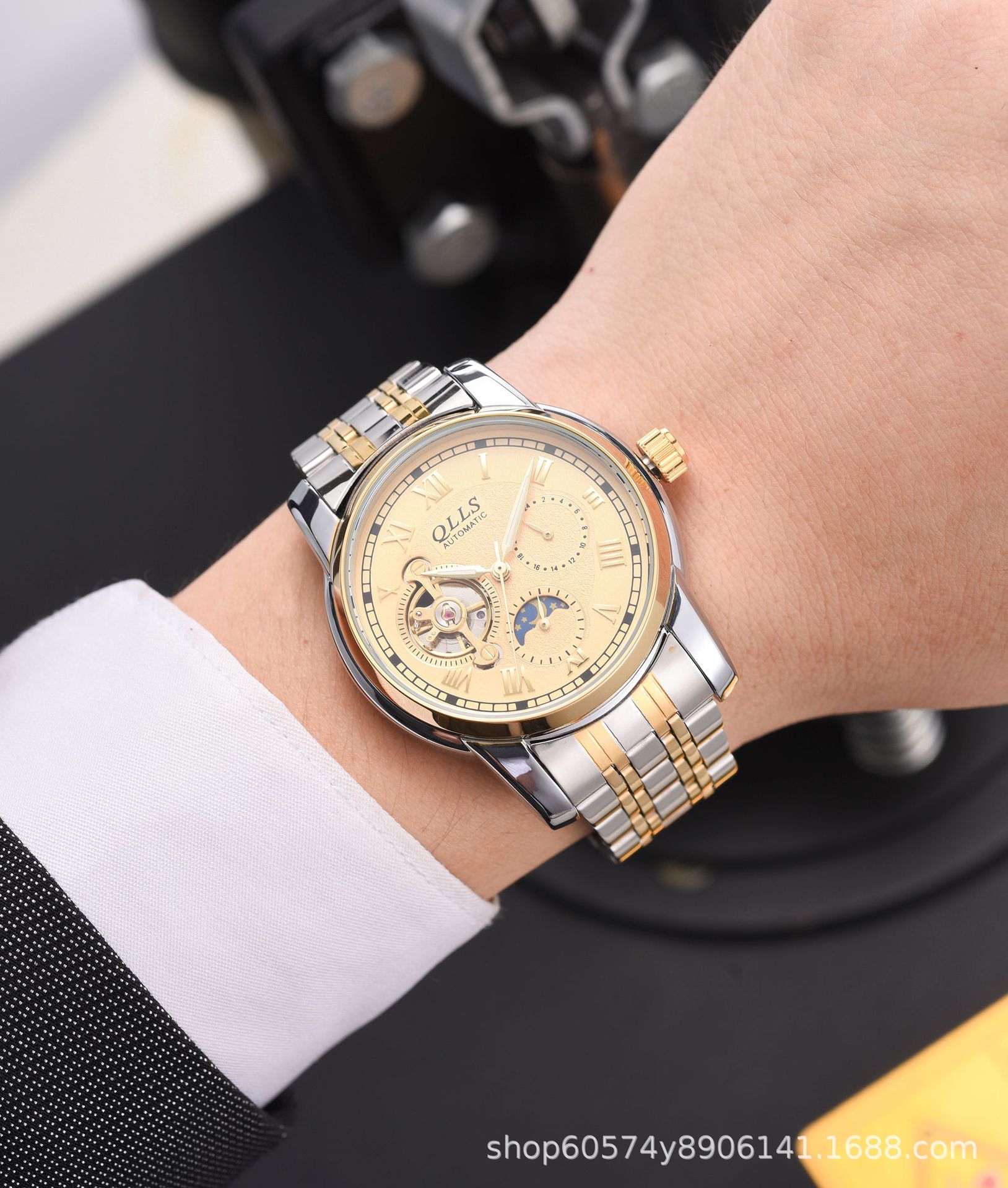 享格奇洛时qlls男士手表商务休闲全自动机械表镂空夜光手表男厂家