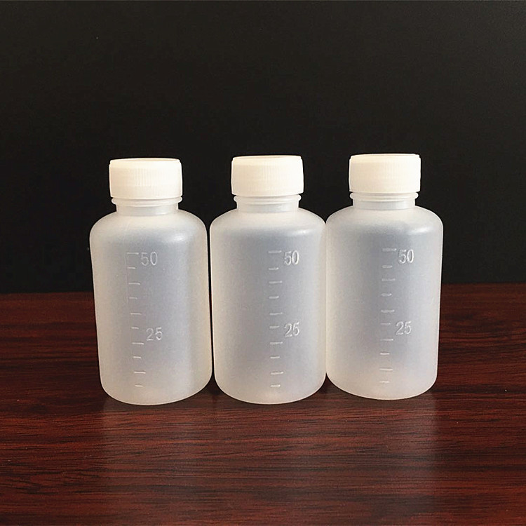 厂家直销50毫升塑料瓶子pe水剂瓶液体小药分装带盖带刻度密封瓶子